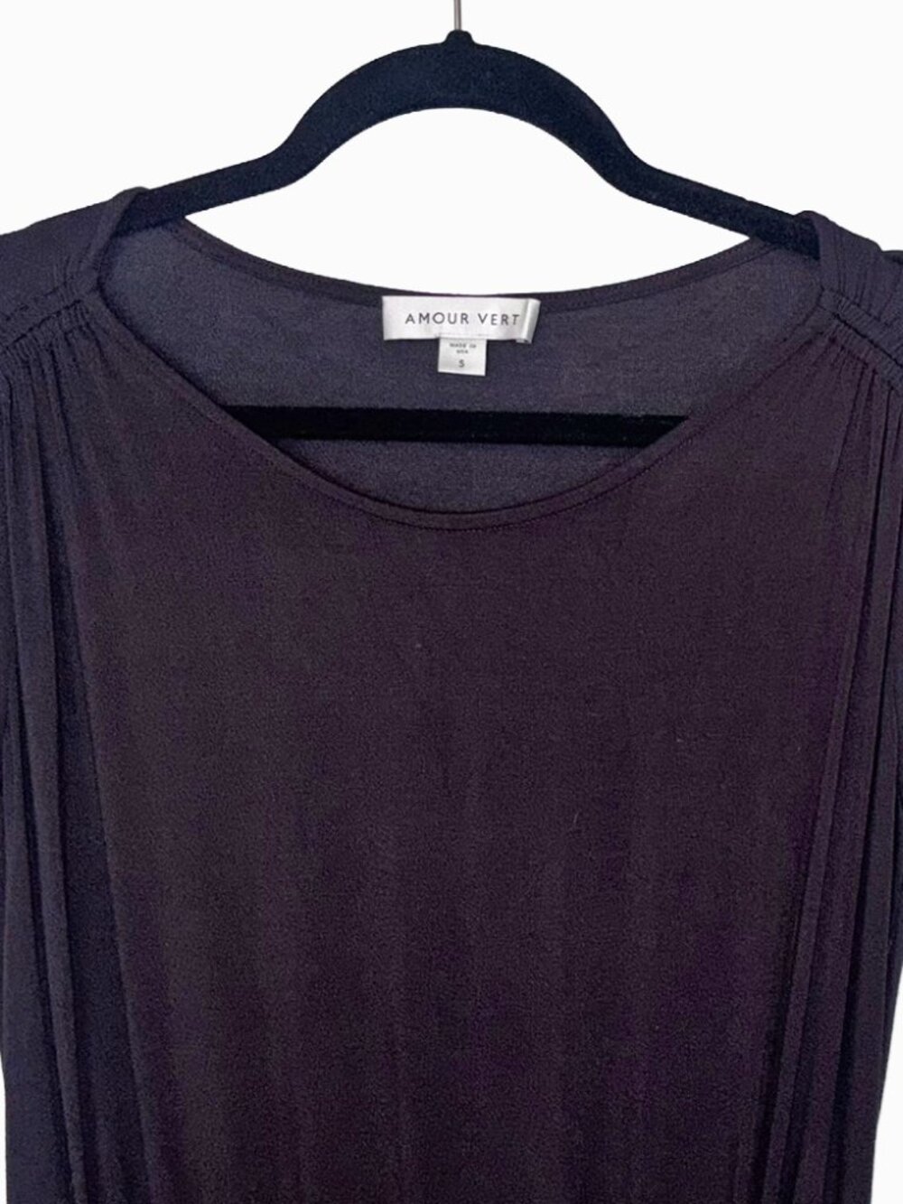 Amour Vert Modal Blend Black Sleeveless Drawstring Dress - Size S